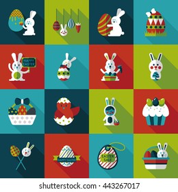 Easter eggs and rabbit icons  set