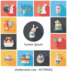 Easter eggs and rabbit icons  set