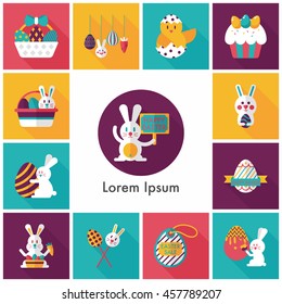 Easter eggs and rabbit icons  set