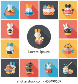 Easter eggs and rabbit icons  set
