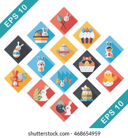 Easter eggs and rabbit icons  set