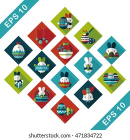 Easter eggs and rabbit icons  set