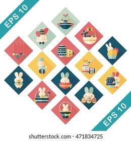 Easter eggs and rabbit icons  set