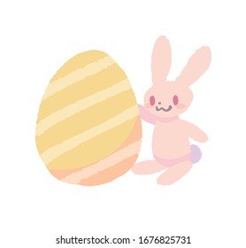 Huevos de pascua e ilustración de conejo