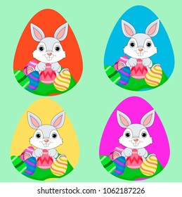 Easter eggs with rabbits