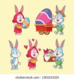 easter eggs and rabbits