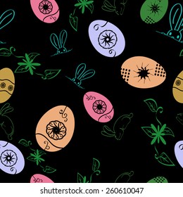 Easter eggs rabbits seamless texture 