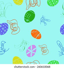 Easter eggs rabbits seamless texture 