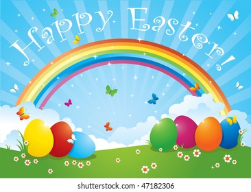 Easter Eggs in Rainbow Colors