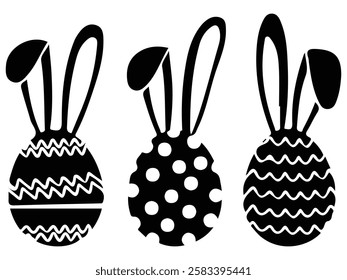 Easter Eggs Rainbow Vector Icon with Bunny Ears