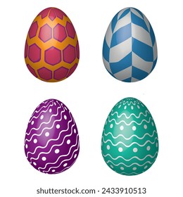 Easter Eggs with Realistic ornament pattern, celebration holiday Easter with hunt colorful bright eggs