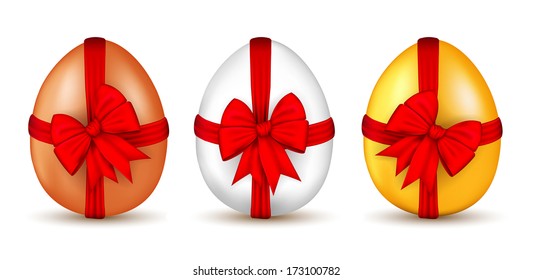 Easter eggs with red bow