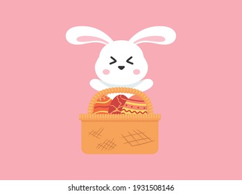Easter Eggs Red Bunny Basket Floral