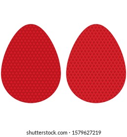 Easter Eggs With Red Nuanced Rhombus Pattern Texture. Vector Illustration