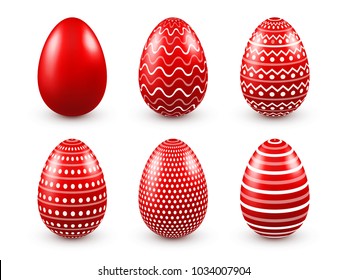 Easter eggs red set. Spring. Holidays in April. Gift. Seasonal celebration.Egg hunt. Sunday.