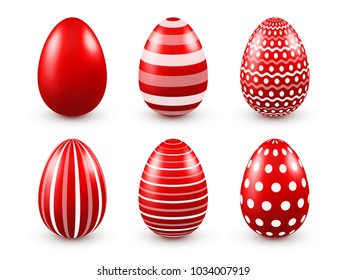 Easter eggs red set. Spring. Holidays in April. Gift. Seasonal celebration.Egg hunt. Sunday.