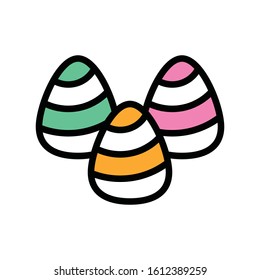 Easter eggs related sweets and candy  vector with editable stroke
