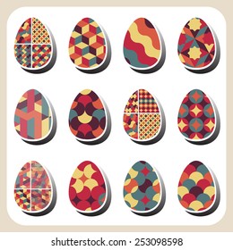 easter eggs retro pattern set illustration
