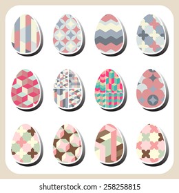 easter eggs retro pattern set illustration