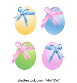 Easter eggs and ribbon, isolated on white background. Vector illustration