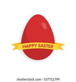 Easter eggs with ribbon vector illustration. Flat style