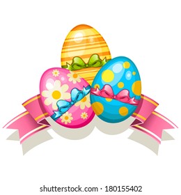 Easter eggs with ribbons