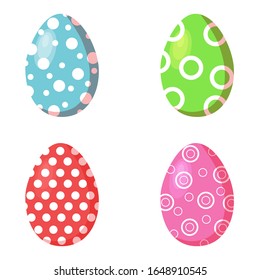 Easter eggs with round patterns. Colored vector illustration on a white background.
