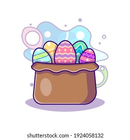 Easter Eggs in Sack to Easter Day Vector Icon Illustration in Flat Cartoon style for Web Landing Pages with Banner or Sticker and Background