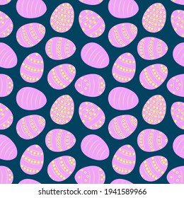 Easter eggs seamless abstract pattern. Festive stylish wallpaper. Vector illustration.