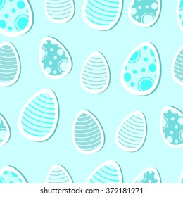 Easter eggs seamless background. Pale blue pattern.