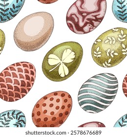 Easter eggs seamless colorful pattern
