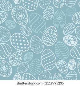 Easter Eggs and seamless ornament pattern  Vector