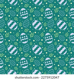 Easter Eggs with seamless ornament pattern, Vector.
