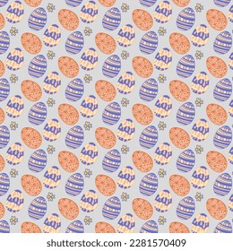 Easter Eggs with seamless ornament pattern, Vector