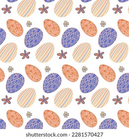 Easter Eggs with seamless ornament pattern, Vector