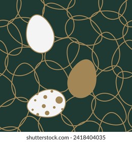 Easter Eggs with seamless ornament pattern, Vector