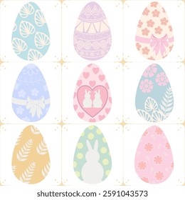 Easter eggs seamless Pastel Pattern vector illustration for wrapping paper, fabrics, kids clothes print.