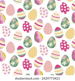 Easter eggs seamless pattern. Background in spring color. For fabric, textile, print, wrapping paper.