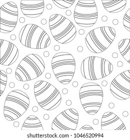 Easter eggs seamless pattern in black and white. Coloring page