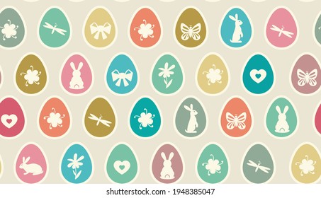 Easter eggs seamless pattern. Bright colorful Easter egg vector illustration for textile, card, wrapping paper. cloth