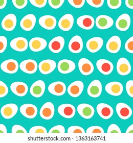Easter eggs seamless pattern. Colored background. Vector illustration