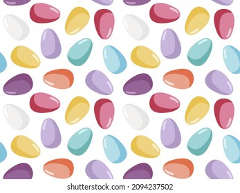 Easter eggs seamless pattern. Colorful painted eggs by Easter. Pastel colors repeated background for wallpaper, wrapping, packing, textile, scrapbooking.