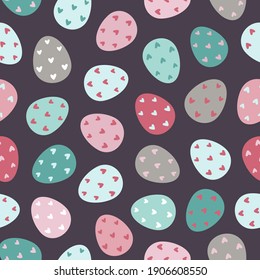 Easter eggs seamless pattern. Decorated Easter eggs. Design for textiles, packaging, wrappers, greeting cards, paper, printing. Vector illustration