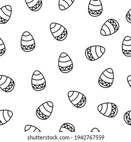 Easter eggs seamless pattern in doodle style. Hand drawn vector illustration.