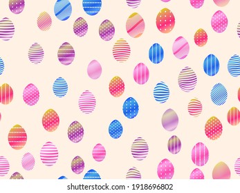 Easter eggs seamless pattern. Easter eggs with gradient and pattern. Festive background for banners, printing on paper, wrapper. Vector illustration