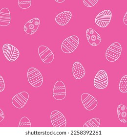 easter eggs seamless pattern hand drawn in doodle style.