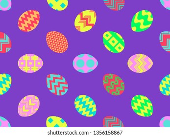 Easter eggs seamless pattern. Happy Easter background. Vector illustration
