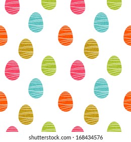 Easter eggs seamless pattern. Holiday background texture - vector