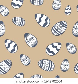 Easter eggs seamless pattern. for holidays design concept with lettering Happy Easter. hand drawing. for Wallpaper, Textile, Fabric and Paper.