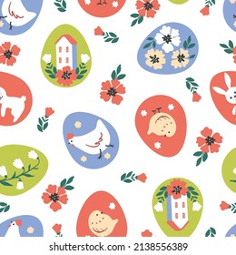 Easter eggs seamless pattern. Holidays background for gift wrapping paper, wallpaper and fabric